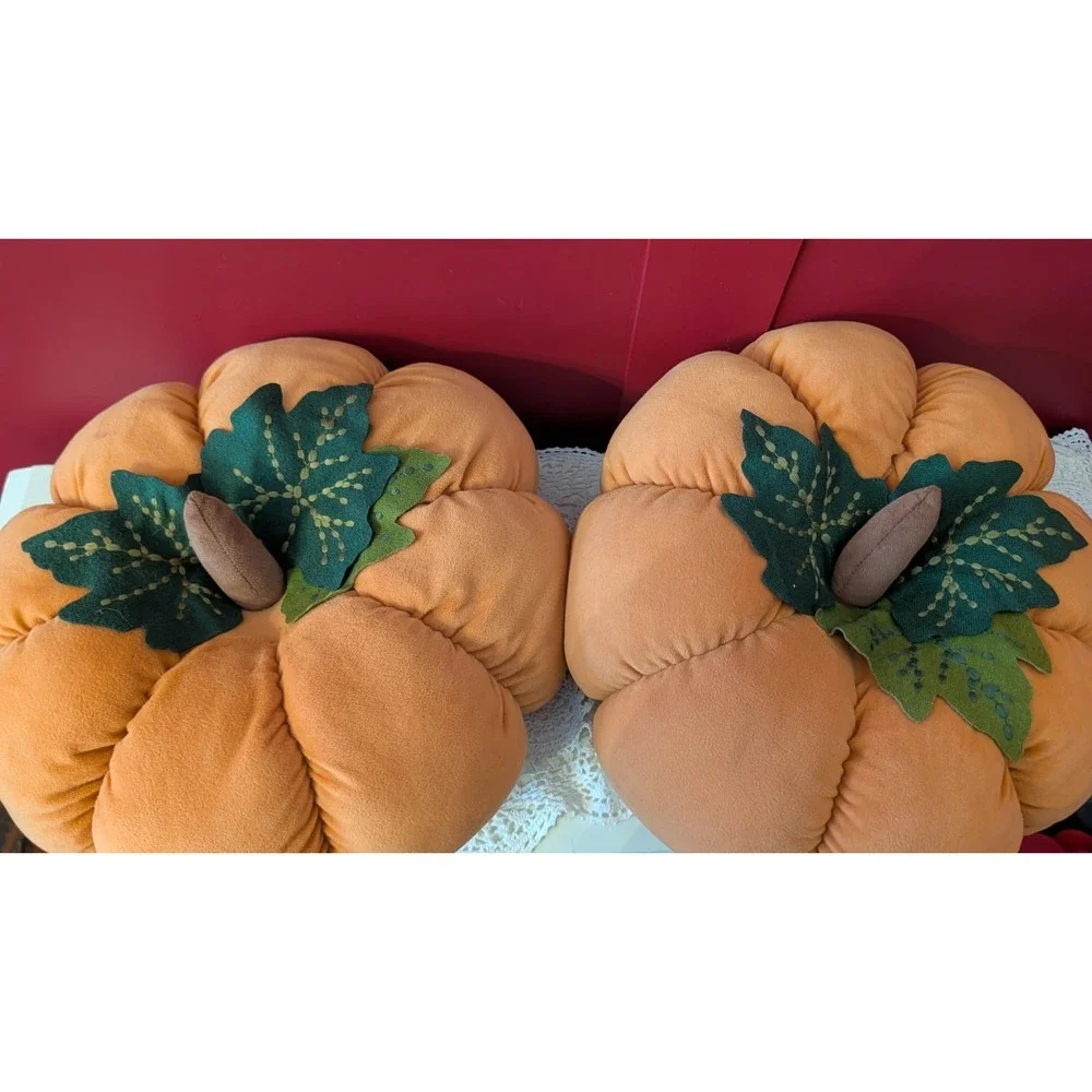 Pier 1 One Plush Pumpkin Pillows Set 2 15